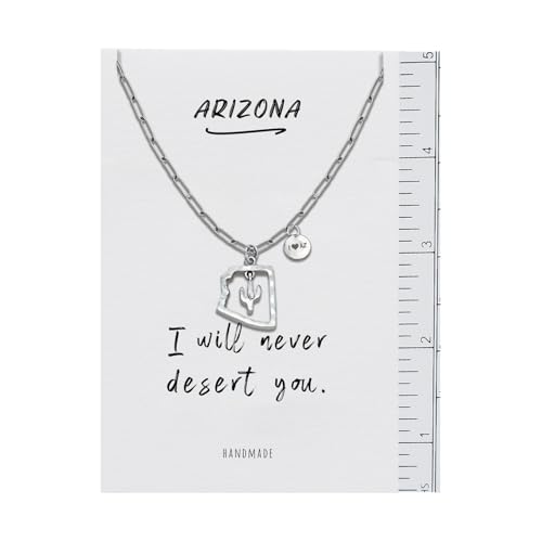 QUINNLYN & CO. Cactus in Arizona State with Swarovzki Crystal Pendant Necklace with Inspirational Quote on Greeting Card4