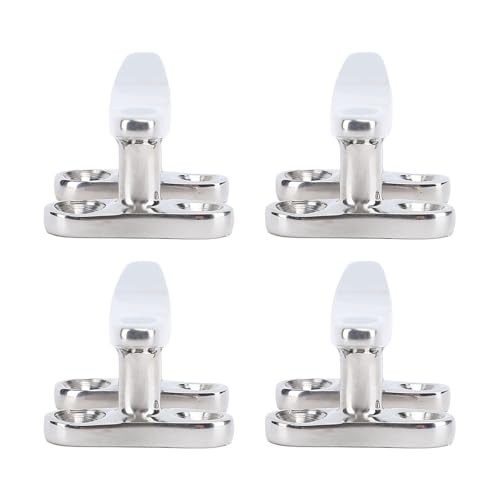 Dilwe Lot de 4 Taquets d'arrimage pour Bateau en Acier Inoxydable 316, Finition Miroir Poli, Filetage de 5 Mm, Résistant à la Décoloration, Brillant pour Yacht, Hors-Bord, Cargo, Pont d'amarrage