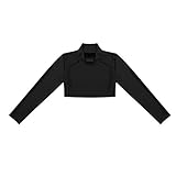 Xnihocha Kids Girls Athletic Tops Plain Turtleneck Long Sleeve Crop Top Dance Sports Workout Activewear Black 9-10 Years - Image 3