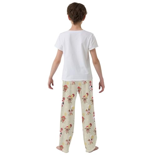 ZZXXB Xmas Cow Balloon Boys Long Pants Soft Trousers Elastic Waist Kids Lounge Bottoms with Pockets S-XL3