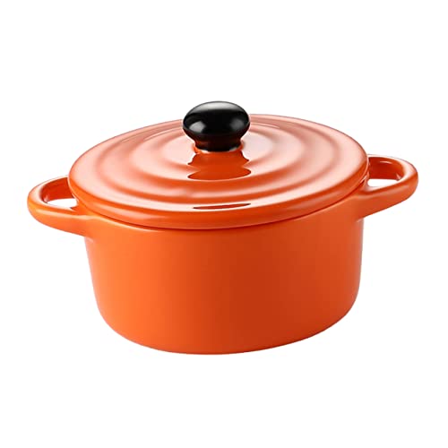 OQHAIR Cuenco para Queso Utensilios para Hornear de cerámica Cuencos para Sopa con Tapas Bandeja para Asar con Tapa Bandeja para Hornear Cuenco para Crema brulée Azucarero de Porcelana CU