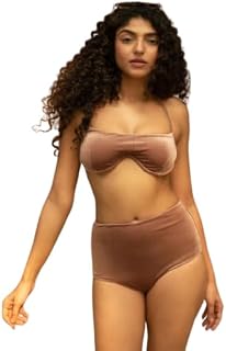 LOST APE Epona Ribbed Bikini Set Underwire Top High Waist Full Coverage Swim Bottoms in Olive Green Price In India