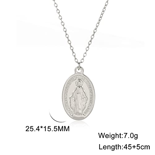 Collar con medalla milagrosa Virgen María en acero inoxidable