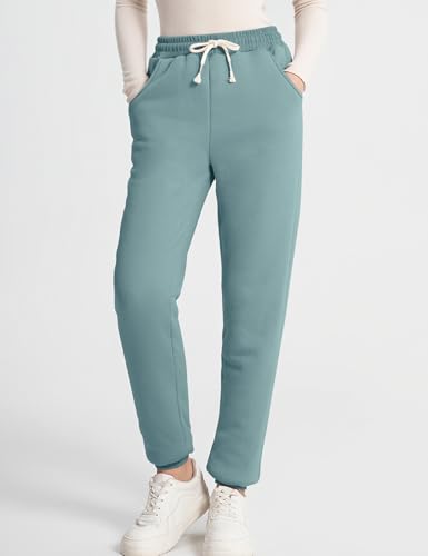 Flygo Women's Winter Warm Fleece Joggers Pants Sherpa Lined Athletic Active Sweatpants