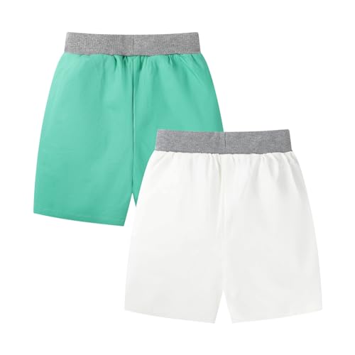 Image of HILEELANG Toddler Boy Chino Shorts Summer Cotton Stretch Drawstring School Uniform Jogger Shorts 2 Pack