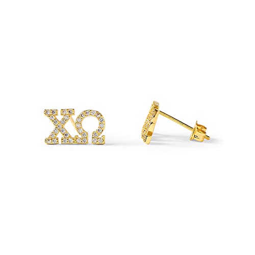 Sorority Shop Chi Omega Earrings — CO 18K Gold Plated Sorority Gifts Earrings, Long-Lasting Chi Omega Gifts for Women