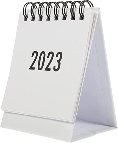 LAKIOMZ Petit calendrier de table 2023 - Petit calendrier de bureau 2023-2024 - Gris - Mini calendrier de bureau 2023 pour enfants, étudiants, enseignants, bureau (blanc) Cover