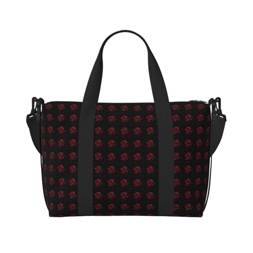 Sac de voyage polyvalent au motif floral unique de roses rouges et roses