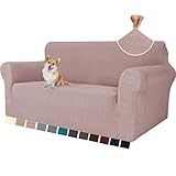 YSTELLAA Funda Sofa 2 Plazas, Elasticas Fundas De Sofa Ajustables, Universales Fundas Sofa con Reposabrazos, Fundas para Sofa Anti Gatos Arañazo, Cubre Sofa Antimanchas Lavable, Gris Rosa