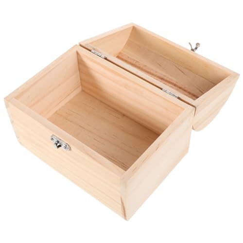DOITOOL Diy Wooden Treasure Chest Box Unpainted Rectangle Craft Storage for Jewelry Toys Decor