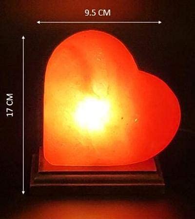 Apex Global Himalayan Salt Lamp - Heart Shaped, Individually Hand Crafted, (6.5 Inches, 6 Lbs.) Amber Glow, Wooden Base, With Dimmer Switch And Extra Bulb, Unique Gift Idea #TOP5