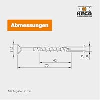 HECO-TOPIX-plus Holzbauschraube 6 x 70, Senkkopf mit Frästaschen, HECO-Drive, HD-30, Teilgewinde, verzinkt blau, A3K, 200 Stück – Ansicht 2