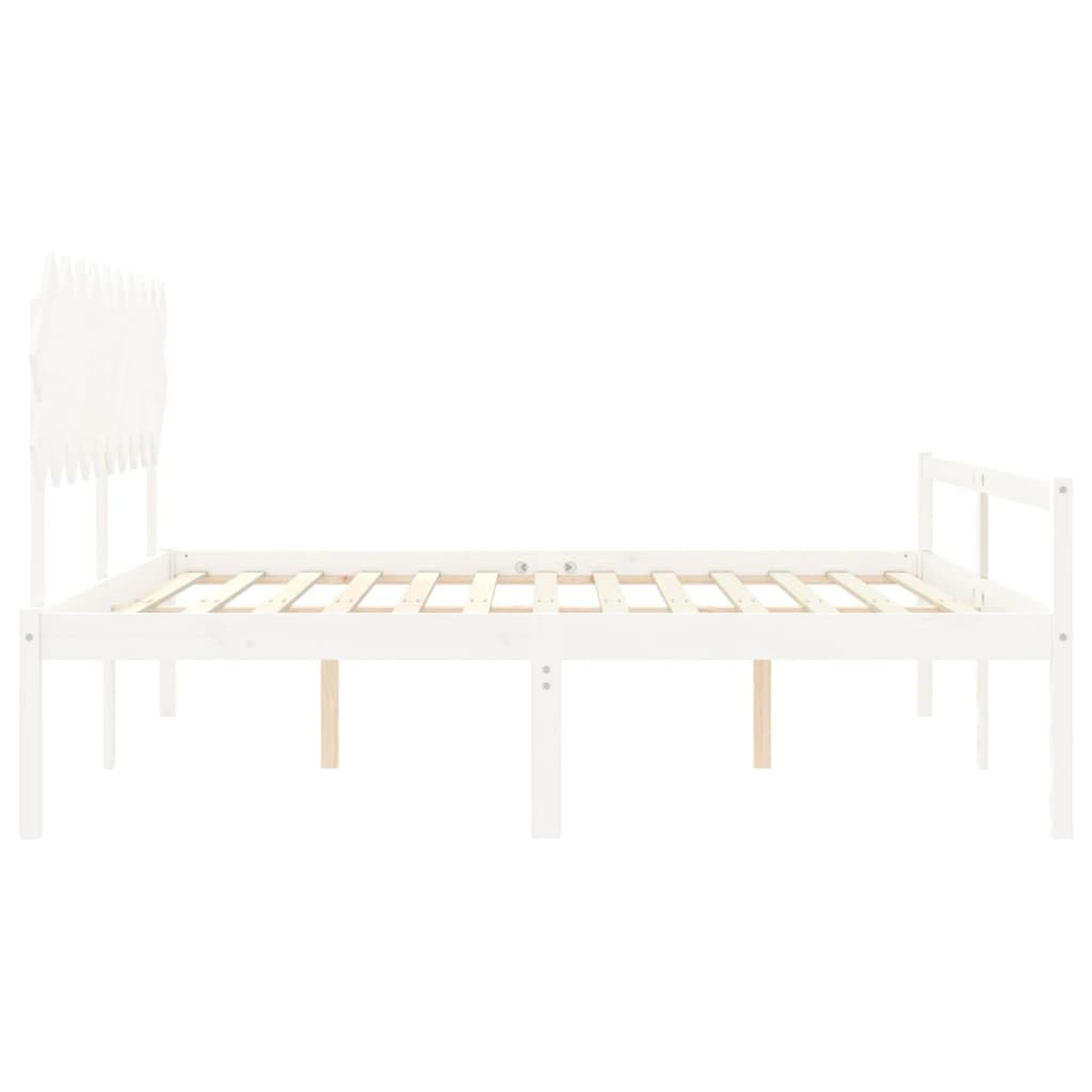 Massivholz Seniorengerecht 45 cm Sitzhöhe Stauraum Weiß 200 x 200 cm | Seniorenbett Massivholz 200x200 cm mit Kopfteil und Stauraum, Weiß, 45cm Sitzhöhe, Lattenrost inklusive ohne Matratze