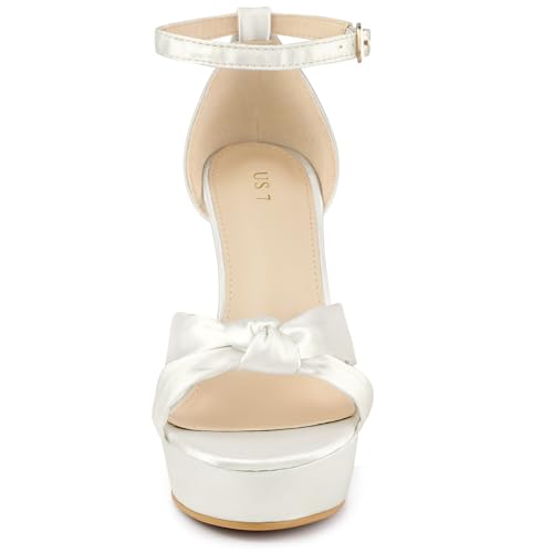 Allegra K Women's Platform Heels Twist Knot Stiletto Heel Satin Heel Sandals3