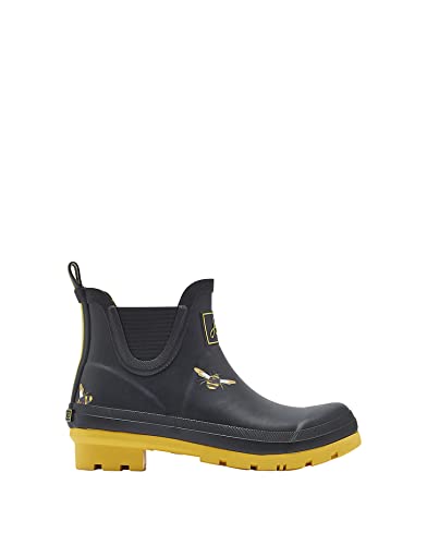 Joules Women's Wellibob Wellington Boots,Black Metallic Bees,4 UK