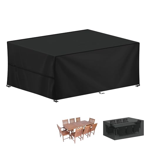 LAMUNI Abdeckung Gartenmöbel Schutzhülle für Gartentische, 240x120x75cm Loungemöbel Abdeckung Wasserdichte Gartenmöbel Abdeckplane Winterfest 420D Oxford Abdeckhauben für Tische, Stühle, Sofas