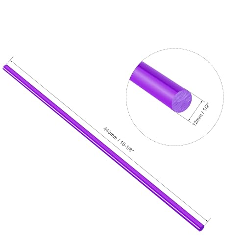 Image of uxcell Acrylic Round Rod, Purple,1 /2 inch Diameter 18-1 /8 inch Length, Solid Plastic PMMA Bar Stick 3pcs