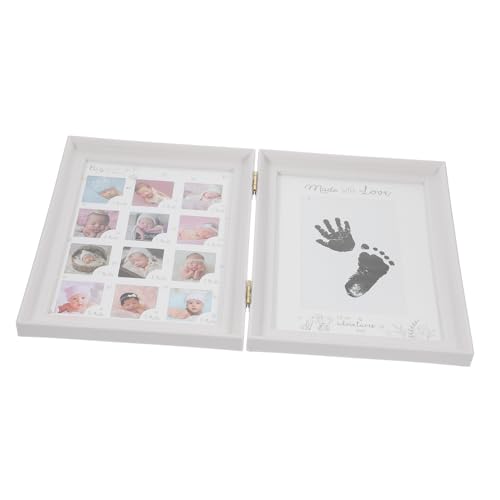 RORPOIR Newborn Growth Photo Frame Handprint and Footprint Kit Memory Display for First Year Elegant Desktop Keepsake for Home Decor
