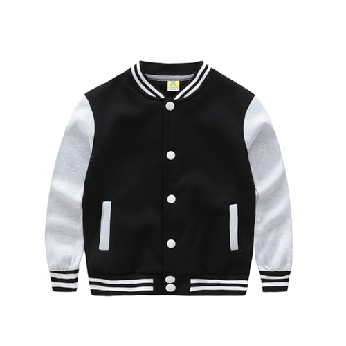 Genérico Abrigos Modernos para niños pequeños, abrigo de manga larga, abrigo de béisbol, cortavientos Abrigos Mujer Vintage (BK1, 7-8 Years)