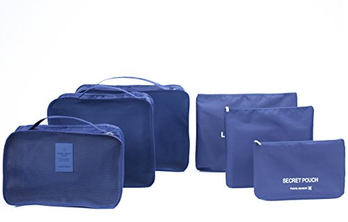 Image of 6 Sets Travel Organizers Packing Cubes Luggage Organizers Compression PouchesiNavy Blue, Polyester‰