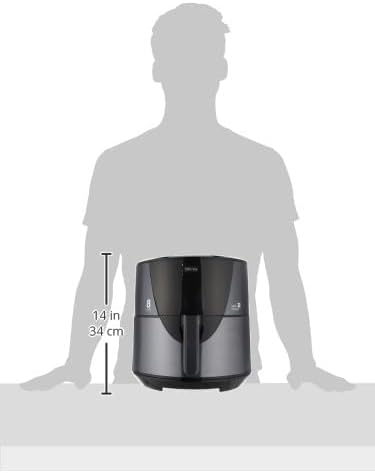 Diagram showing the dimensions of the Mienta Air Fryer