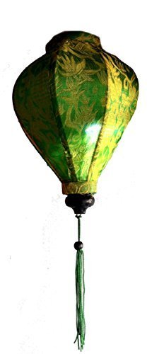 Vietnamesische Seiden-Bambus-Laterne – Handgefertigt, 14 Zoll (35 Cm), Blaues Design