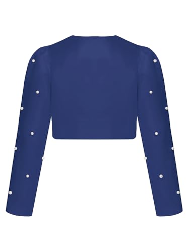 YEAHDOR Kids Girls Beaded Flower Girl Satin Bolero Shrug Long Sleeve Cropped Cardigan Evening Dress Cover Up2