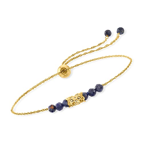 Ross-Simons 3.50 ct. t.w. Sapphire Bead Bolo Bracelet in 14kt Yellow Gold