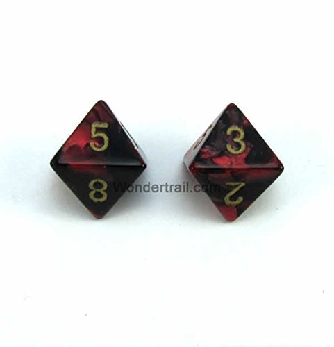 Dados Géminis negros y rojos WCXPG0833E2 con acabado y grabado dorado premium