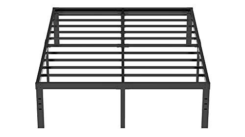 California King Size Bed Frame 18   High Heavy Duty Steel Slat Metal Platform Noise Free Anti-Slip Support 16 Inch Under-Bed Maximum Storage Mattress Foundation LIJQCI