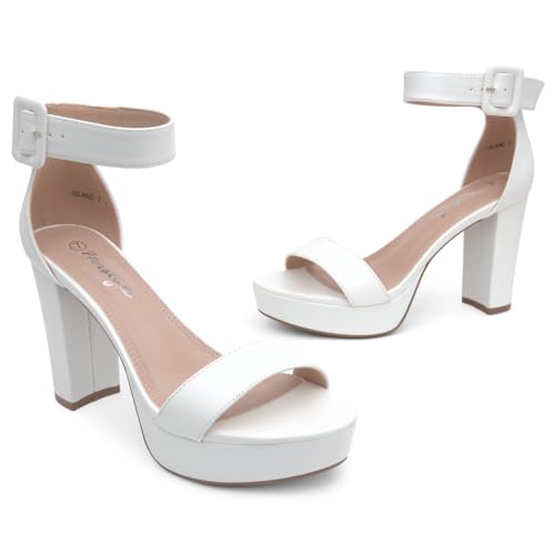 Image of Herstyle Women's Chunky Platform Heels - 4 Inch Block Heeled Sandals, Open Toe Dressy Strappy Heels with Ankle Strap for Wedding, Prom, Party & Graduation