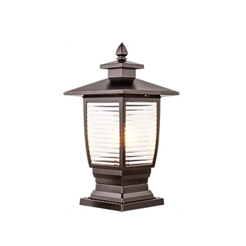 HZWJIA Outdoor Pillar Lamp 7.87in Modern Hardwired Post Shape Outdoor Patio Landscape Pillar Head Lamp Outdoor IP65 Rated Waterproof Bollard Light With Glass Shade Suitable For Villa Aisle Fence Pilla