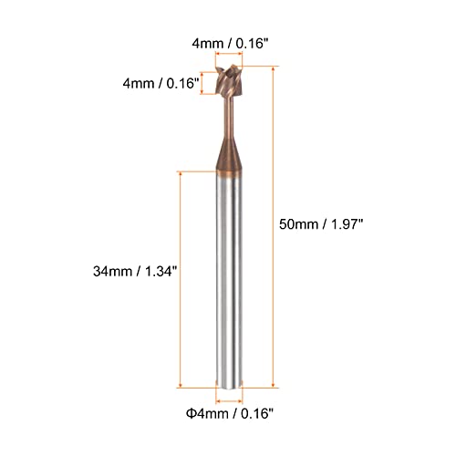 Image of HARFINGTON T Slot End Mill Milling Cutter 4mm Cutting Depth 4mm Shank Solid Carbide Titanium Coated 4 Flutes for Stainless Steel Alloy