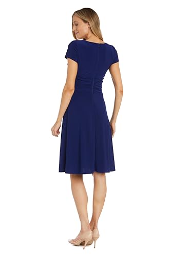 Image of R&M Richards Women's Metallic Foil Print Bodycon Dress W /Draped Capelet - Knee-Length Cocktail Party Outfit