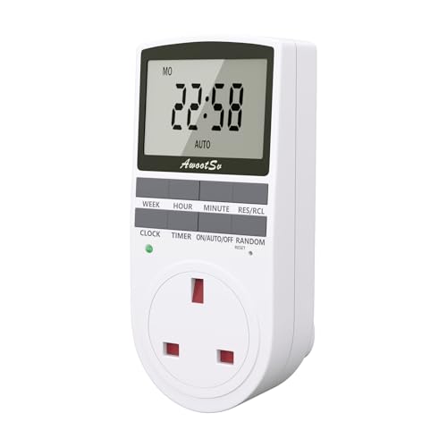 Digital Timer Plug Socket with LCD Display 24 Hours/Weekly Indoor Automatic Timer Switch for Lights Plug Socket in Electrical for Home Appliances Timers Socket for Home Security