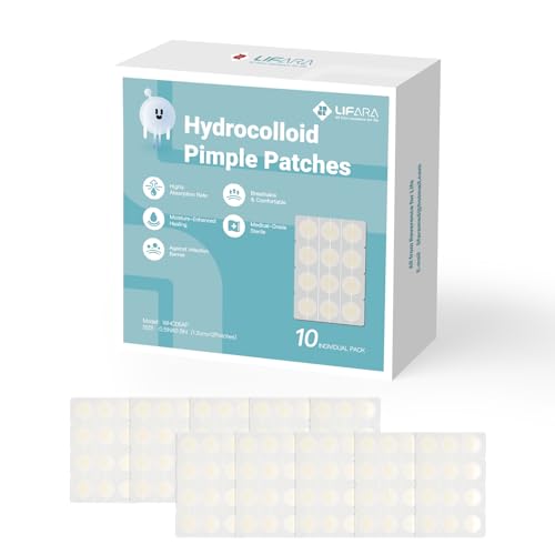 Image of LIFARA Hydrocolloid Pimple Patches - 2X Fast Moist Healing, Ultra Absorbency, Drug Free, Medical Grade Hydrocolloid Acne Dots for Face Covering Spots, 12 Patches (12mm)