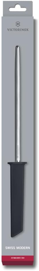 VICTORINOX Swiss Modern sharpening steel, 23 cm, medium to fine cutting surface, round, up to 65 HRC, black