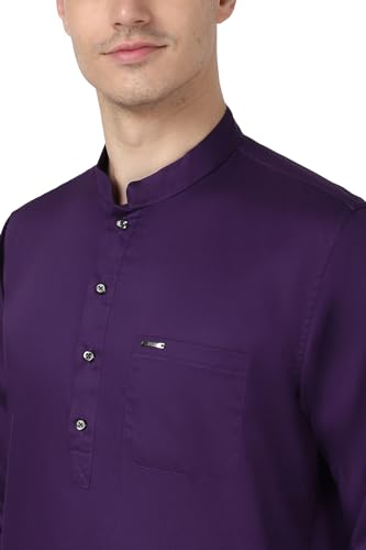Image of Peter England Men Cotton Regular Fit Everyday Festive Solid Short Kurta