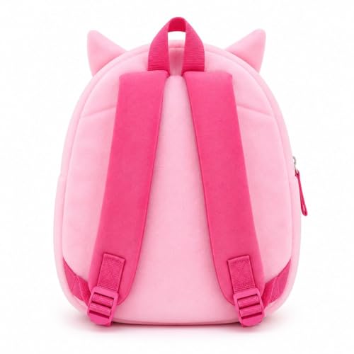 Image of Cartoon Plush Kids School Bag 2-6 Years | Soft Toy Backpack for Boys & Girls | Toddler Nursery Preschool Bag | Lightweight Adjustable Straps