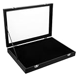 CONGARTENO Caja de Almacenamiento para Pins y Medallas Organizador Multiusos con Tapa Transparente y Superficie de PU Negro Resistente y Ligera para Exhibición Hogar o Escritorio