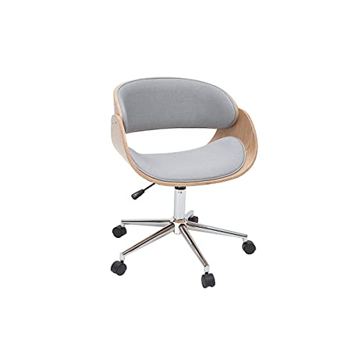 Miliboo   Silla de oficina con ruedas (tejido gris y madera clara), color gris