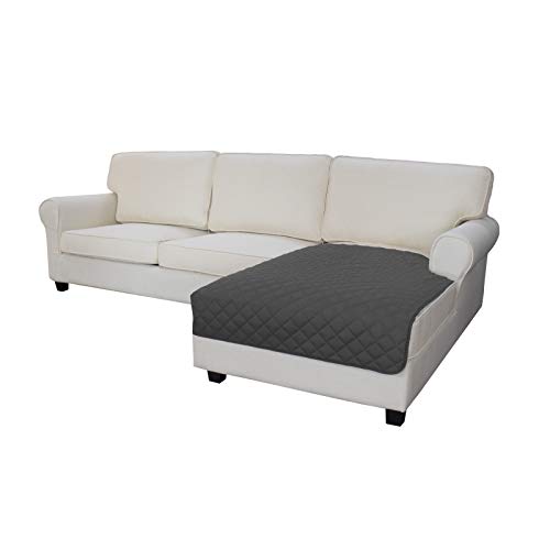 Image of Easy-Going Sofa Slipcover L Shape Sectional Couch Cover 42 x 68 inches Rectangular Chaise Lounge Cover Reversible Sofa Cover Furniture Protector for Pets Kids Children Dog Cat(Darkgray /Darkgray)