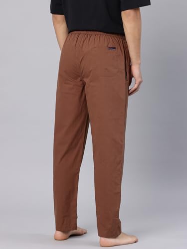 Image of Majestic Man Men's Pure Cotton Solid Lounge Pyjama Pants| Comfort Fit | Elastic Waist with Drawstring | 3 Pockets | Front Zip Closure