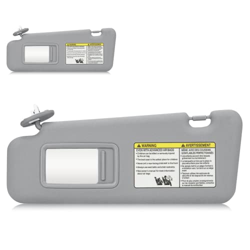 Hurotoms Left Driver Side Sun Visor with Light for Toyota Highlander 2008 2009 2010 2011 2012 2013 Visor Assembly, Replacement 74320-48500-B0(Gray)