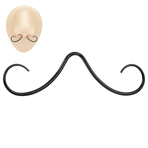 Telooco Anneau de Nez de Barbe 16G Piercing de Septum Nasal Noir Piercing de Nez Hypoallergénique...
