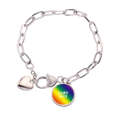 Bracelet LGBT cœur arc-en-ciel dégradé en métal pour célébrer l'amour et la diversité