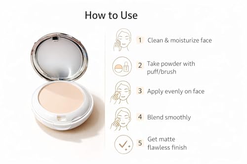 Image of Ads Pro Smooth Matte Compact Powder | Oil Control | Long Lasting Lightweight Face Powder | Suitable for All Skin Types (Natural Finish)