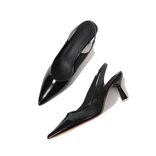 Patent Leather Pointed Toe Slingback Pumps, Stiletto Heel