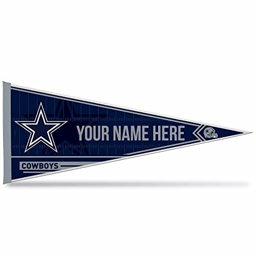 Image of Rico Industries NFL Football Dallas Cowboys Personalized - Custom 12 inch x 30 inch Soft Felt Pennant - EZ to Hang