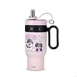 Copo térmico infantil 900ml com canudo retrátil tampa protetora p